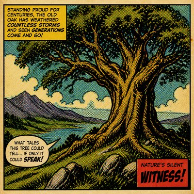 a tree in nature — Retro Comic Art