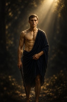 a man with a towel wrapped around his body