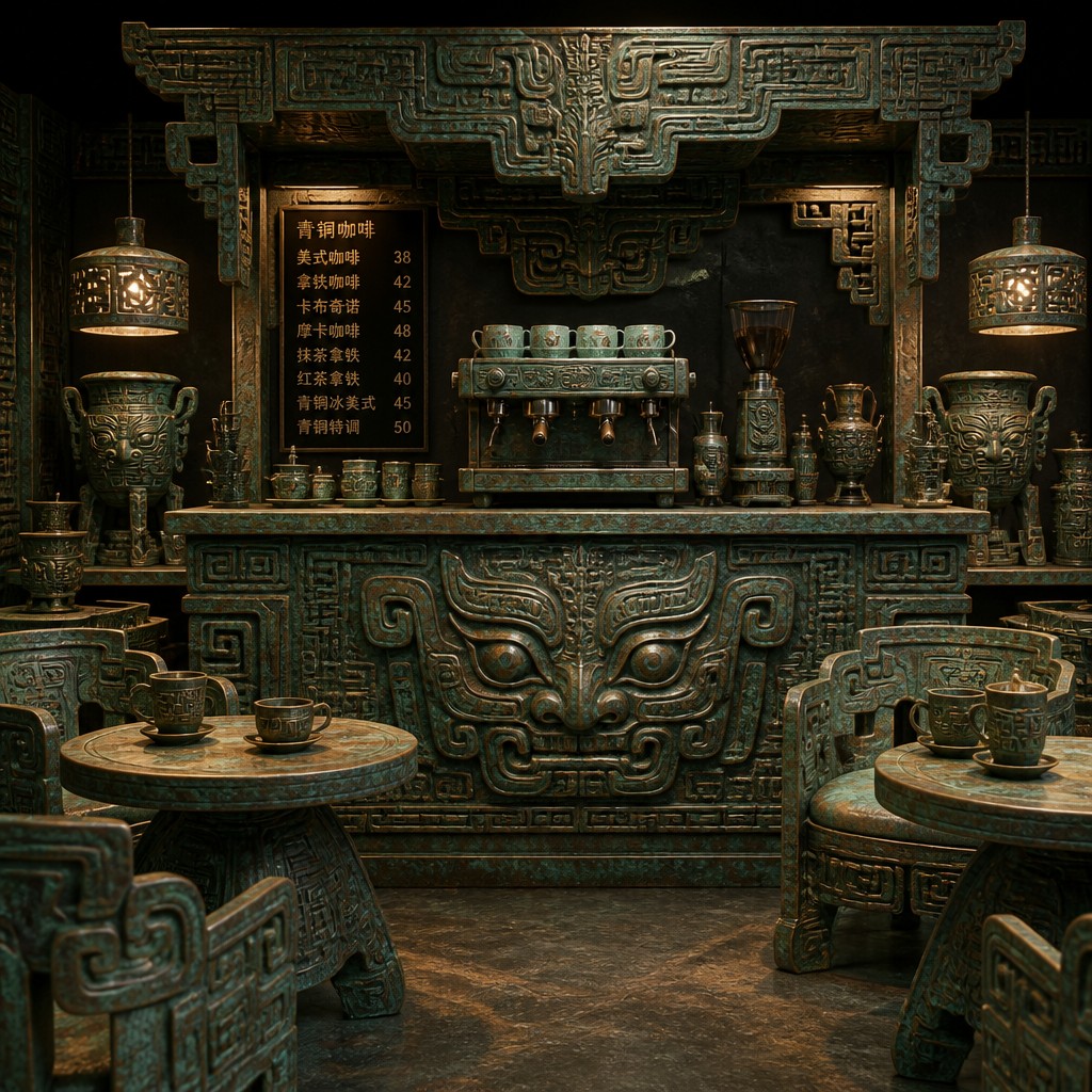 cozy cafe interior with warm lighting