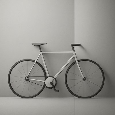 bicyle resting against a wall