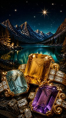 a tranquil mountain lake beneath a starry night sky, no people, no text