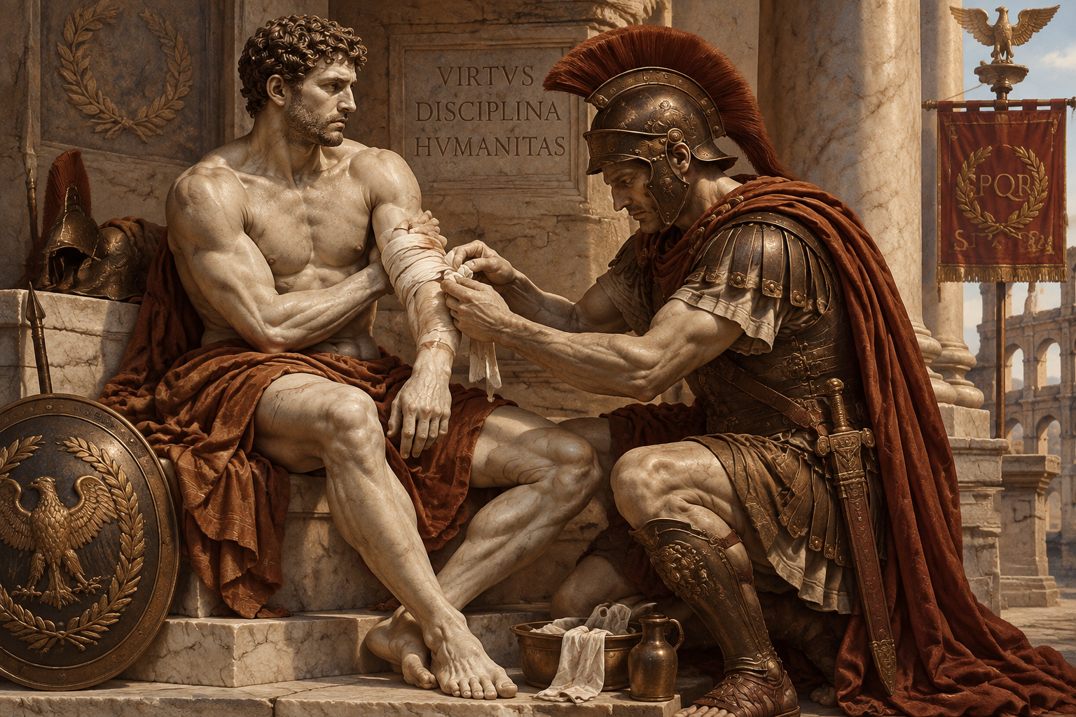 a statue of two men sitting next to each other