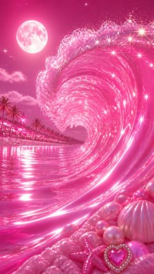 an ocean wave curling under moonlight, no people