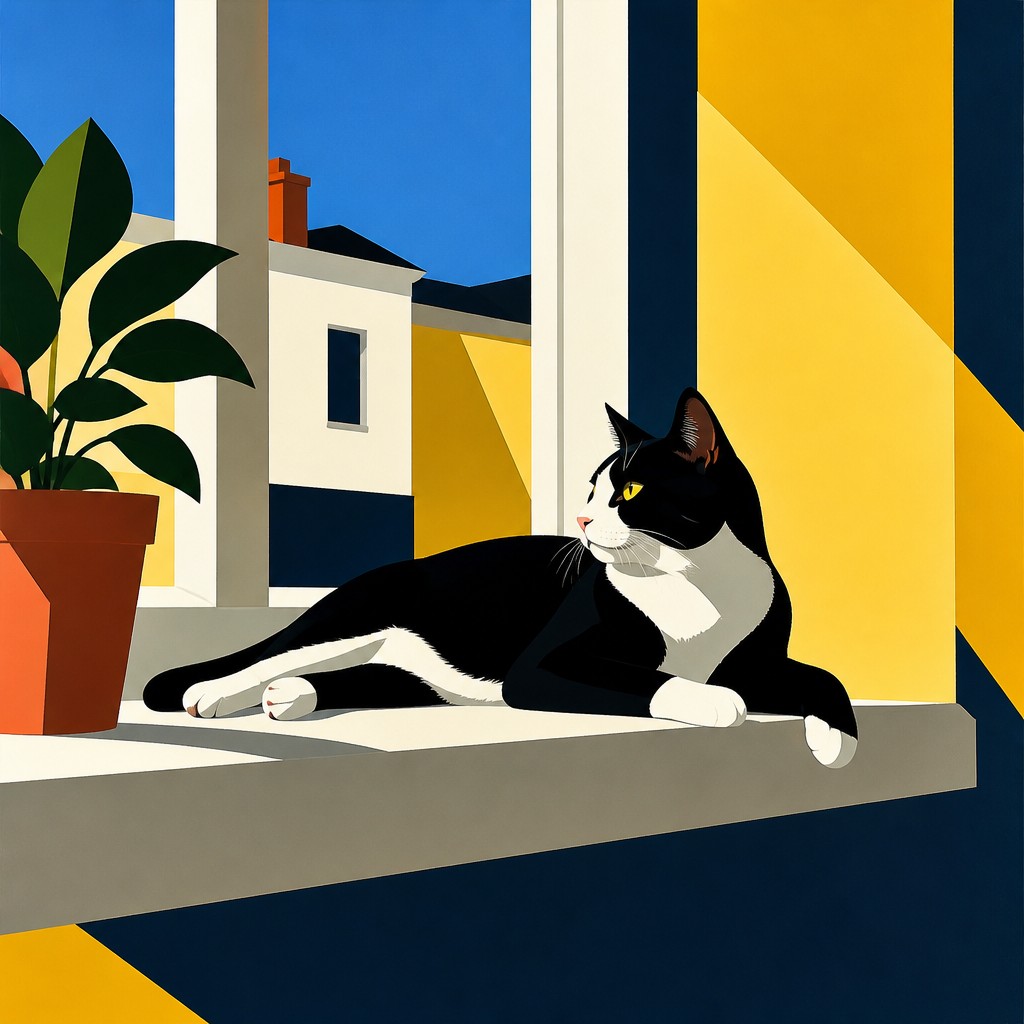a cat lounging in a sunlit window