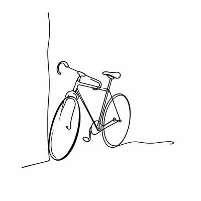 bicyle resting against a wall