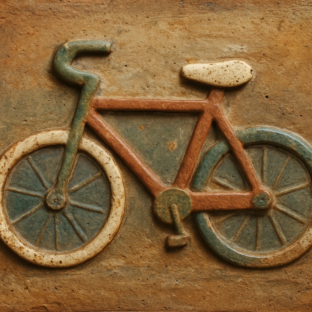 bicyle resting against a wall