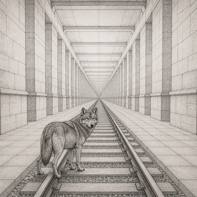 animal standing in natural pose — One-Point Perspective Art Style