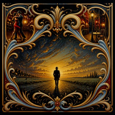 a solitary figure walking toward a glowing horizon across an empty plain, moody atmosphere, no text or lettering