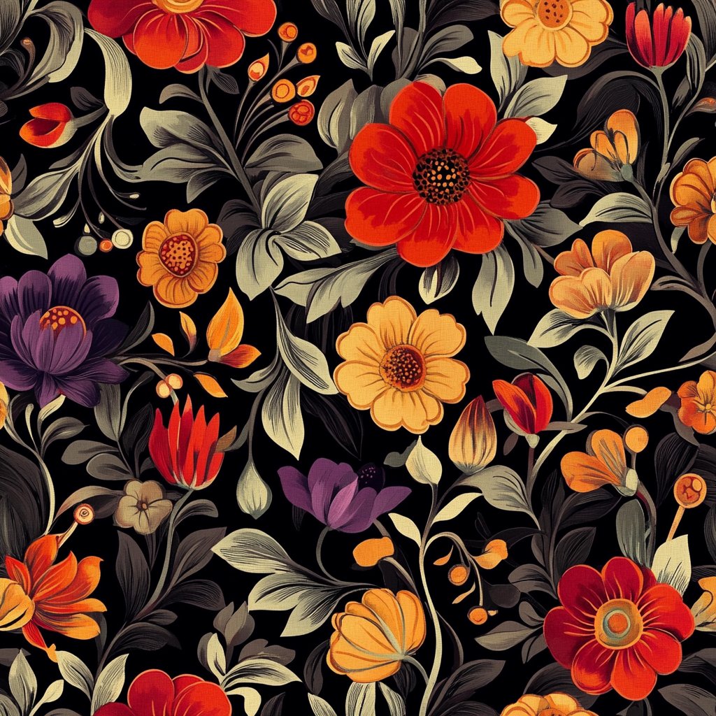 Stylized floral pattern for textile design in the art style of Aestheticism --v 6.1