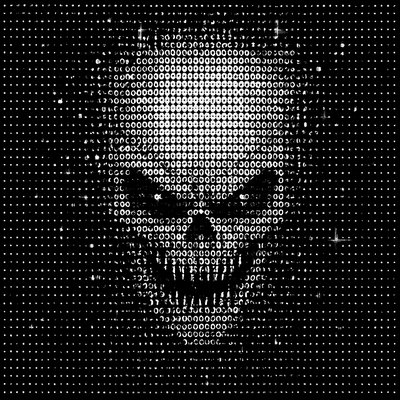 a black and white photo of a creepy face