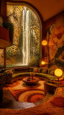 towering waterfall cascading down a cliff