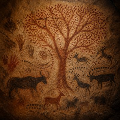 a tree in nature — Prehistoric Cave Art Style