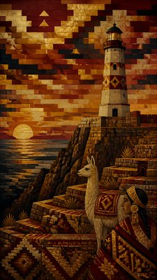 a lone lighthouse on a cliff at dusk under a dramatic sky, no text or lettering