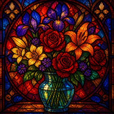 bouquet of flowers in a glass vase
