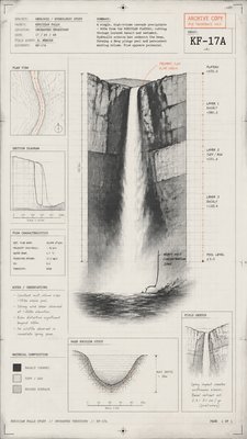 towering waterfall cascading down a cliff