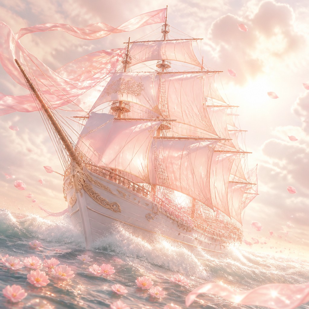 sailing ship on a stormy sea — Light Feminine Aesthetic