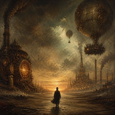 a solitary figure walking toward a glowing horizon across an empty plain, moody atmosphere, no text or lettering