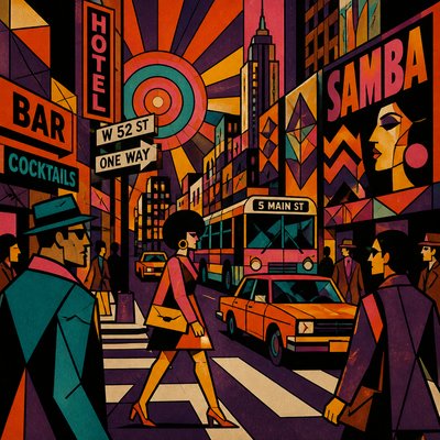 urban street with city activity