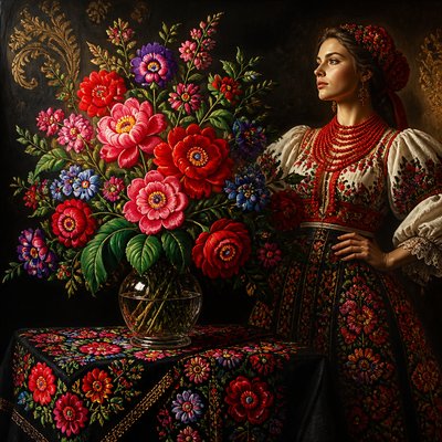 bouquet of flowers in a glass vase