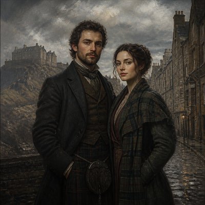 portrait of two people together — Edinburgh Art Style