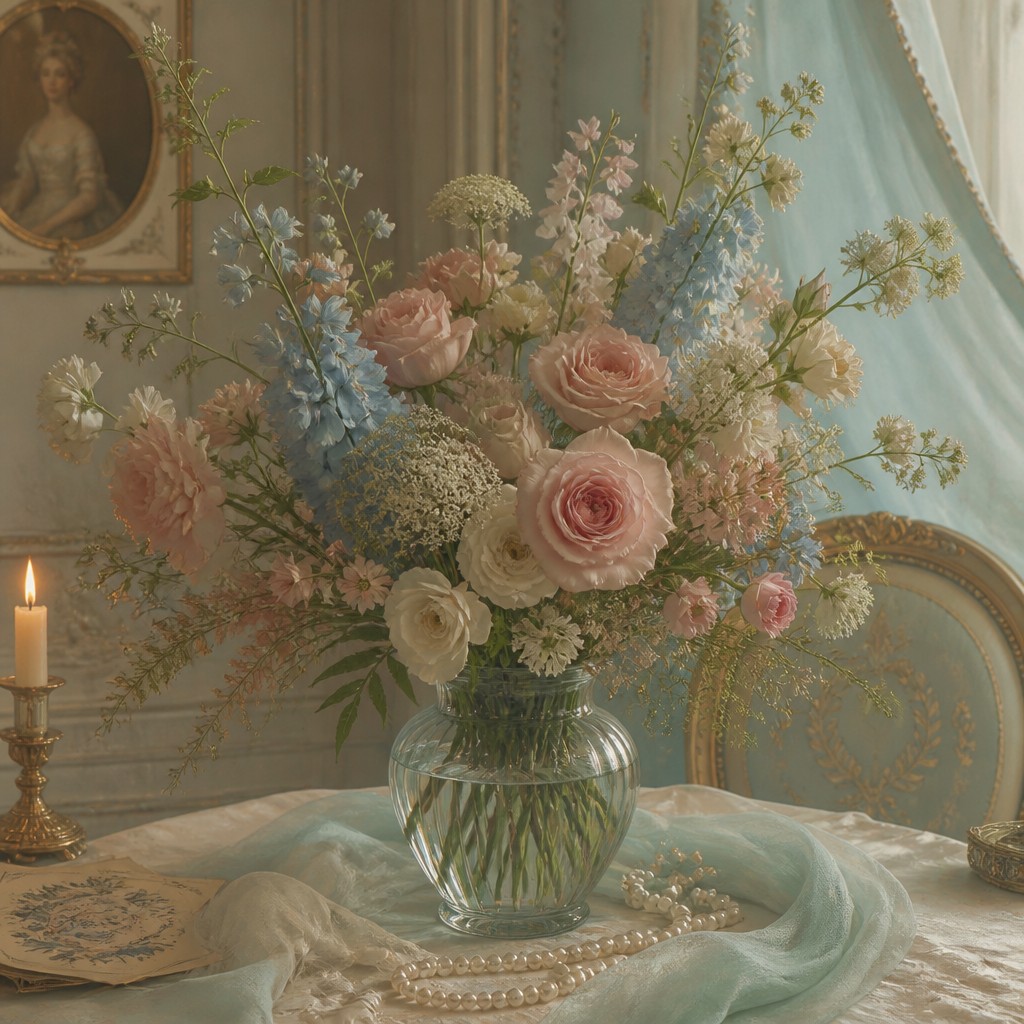 bouquet of flowers in a glass vase — Regencycore Aesthetic
