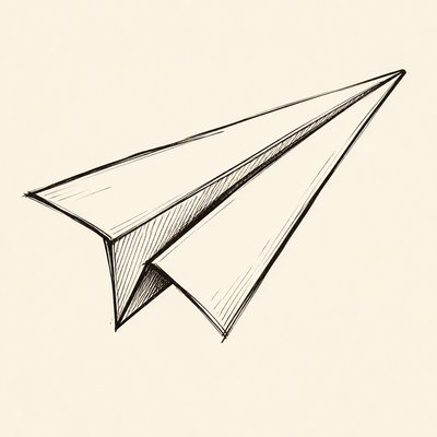 a paper plane, clean minimal composition on a plain background, no text