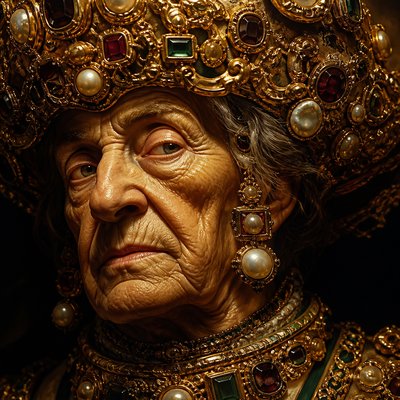 close-up portrait of an elderly person with expressive weathered features