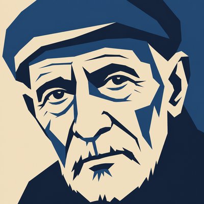 close-up portrait of an elderly person with expressive weathered features