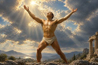 a man standing on a rock in front of a cloudy sky