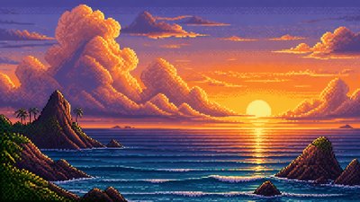a panoramic ocean horizon with towering clouds at golden hour, no people
