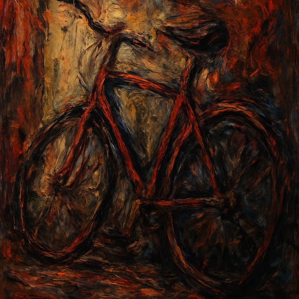 bicyle resting against a wall