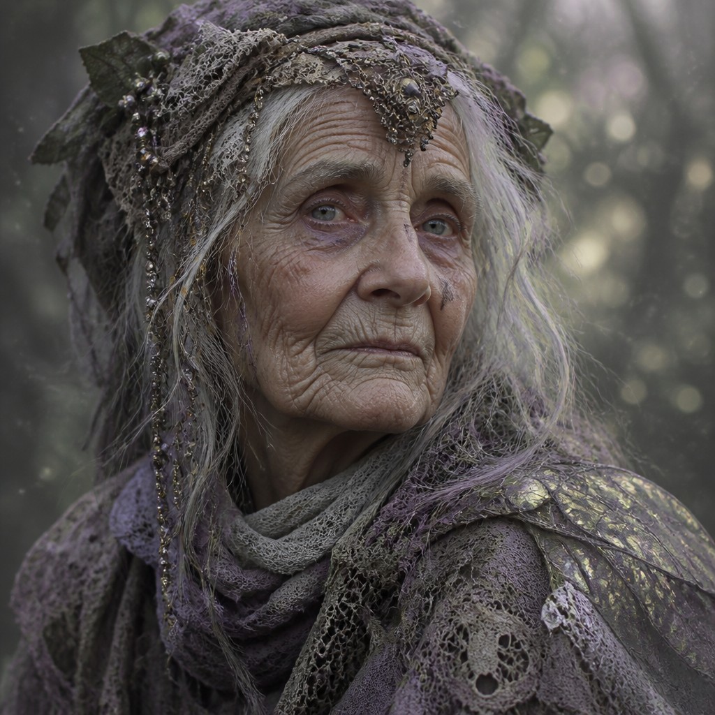 close-up portrait of an elderly person with expressive weathered features — Fairy Grunge Aesthetic