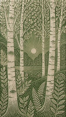 a serene birch forest in soft morning light, no people, no text