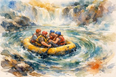 Now, we’ll all have our time on the rapid
And we may end together, alone,
going ‘round and about in an eddy
bruised and broken and soaked to the bone.
But the eddy keeps silent the wild current’s call
alongside those now grateful captains and all
we are given reprieve from a death at the fall
as we move to and fro’ in the spin.
We stand safe, as the spin takes us in.


