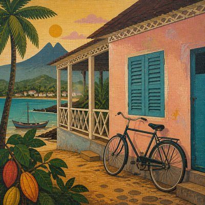 bicyle resting against a wall — Sao Tome Art Style