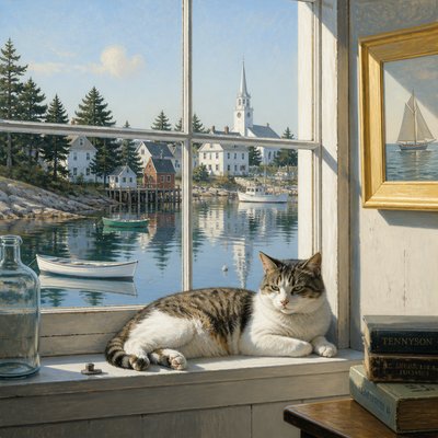 a cat lounging in a sunlit window