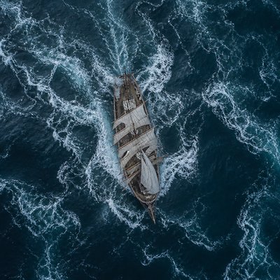 sailing ship on a stormy sea