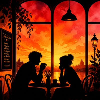 cozy cafe interior with warm lighting