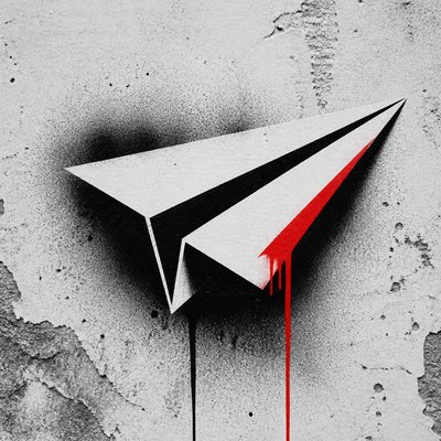 a paper plane, clean minimal composition on a plain background, no text