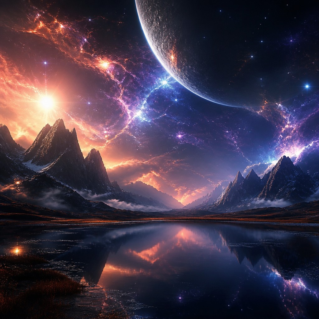 serene landscape with mountains and water