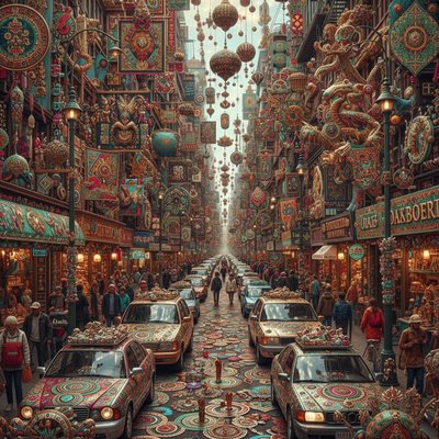 urban city street with lots of activity