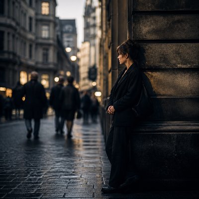 urban street with city activity