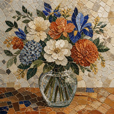 bouquet of flowers in a glass vase