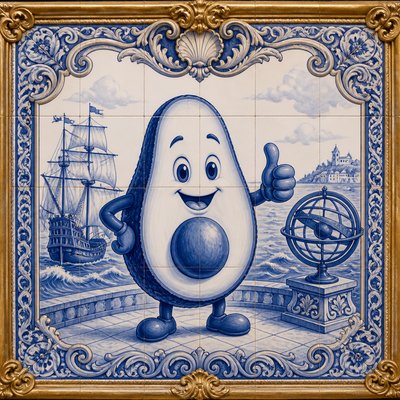 a happy avocado character giving a thumbs up, bold readable design on a plain background, no text
