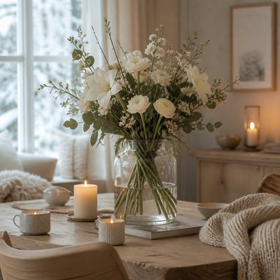 bouquet of flowers in a glass vase