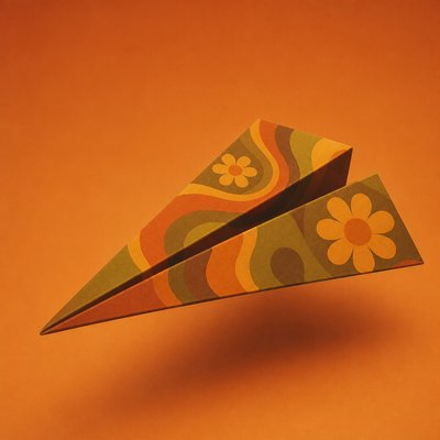 a paper plane, clean minimal composition on a plain background, no text