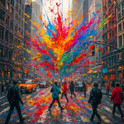 Busy urban city street