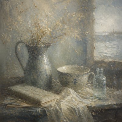 still life with everyday objects — Atmospheric Impressionism Art Style