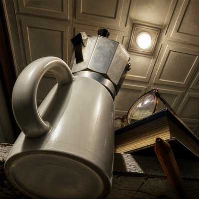 still life with everyday objects — Dramatic Foreshortening Art Style