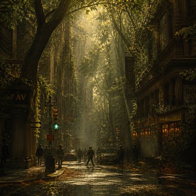 urban street with city activity — Forest Nature Art